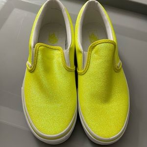 neon yellow sparkly vans
